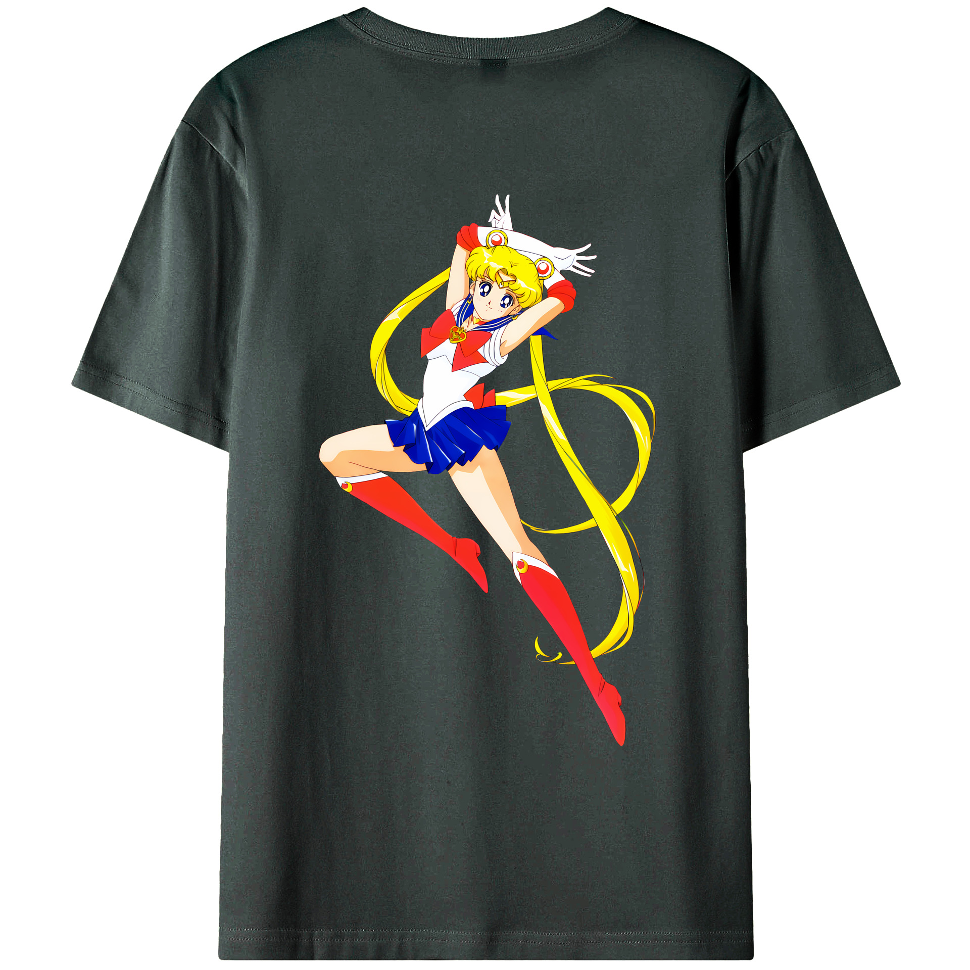 （画像用） 美少女戦士セーラームーン 月野 うさぎ つきの うさぎ Sailor Moon Tsukino Usagi 綿100％ メンズ半袖Tシャツ（バックプリント） 通気性